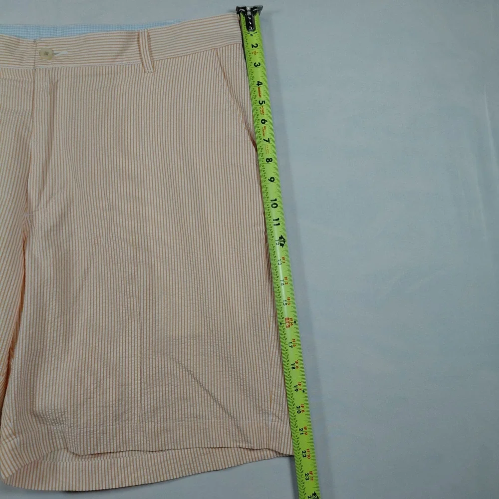 Bills Khakis Parker Short Mens 40‎ Orange White Seersucker Striped Standard Fit
